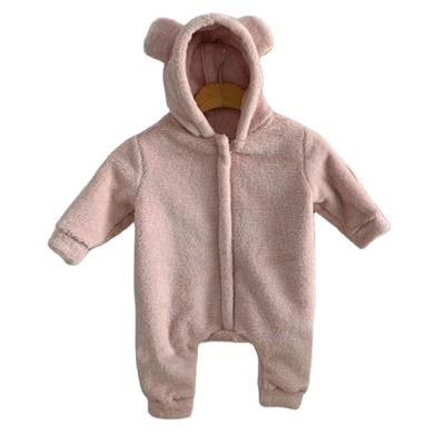 China Factory direct winter new baby rompers color zipper overalls hooded thick warm plush pure custom newborn casual full casual supply for sale