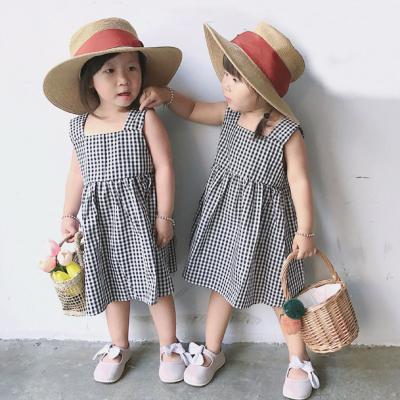 China Infant Plaid Princess Dress Toddler Babies Summer Anti-wrinkle Vest Sleeveless Children's Dress for sale