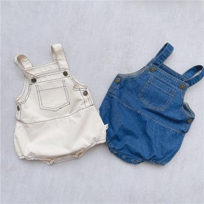 China Casual Baby Suspender Shorts Children's Clothing Chenille Kid Pants Korean Style Crawler Summer Institute Baby Denim Strap Bag Fart Shorts for sale