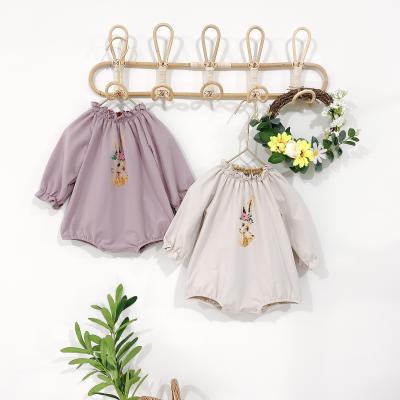 China New Cute Casual Spring Bunny Wooden Ear Baby Rompers Infant Knitted Clothes for sale