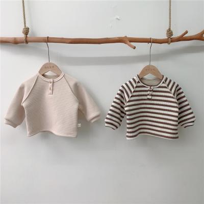 China Korean Children's Clothing Korean Style Baby Anti-Shrinkage C.S.I. Infants Baby Waffle Warm Fleece Thickened Long Sleeve Shirt for sale