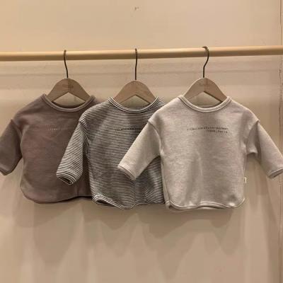 China Anti-shrink children's clothing baby bottoming shirt autumn and winter clothes baby brushed hoody baby winter clothes thickened sweater for sale