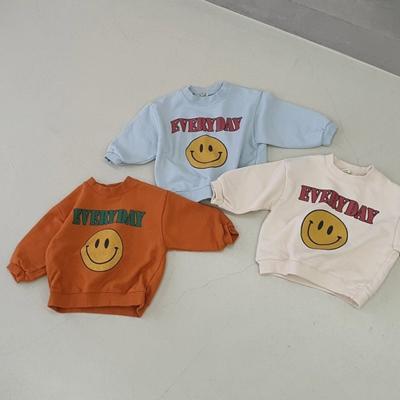 China Anti-Shrink Letter Smiley Shirt Spring and Autumn Baby Men's and Women's Children's Long Sleeve Sweater for sale