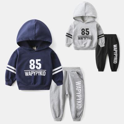 China Smart casual children's sports suits new boys hooded sweatshirt two-piece suit baby leisure top pants suit fashion for sale