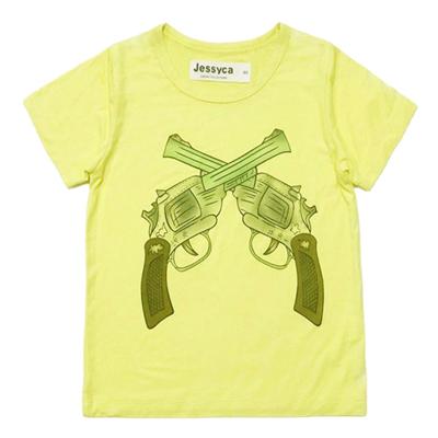 China Hot sale anti-shrink summer printed cotton children's yellow T-shirt boy children's clothing short-sleeved clothing for sale