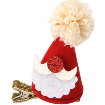 China Little Christmas hat decorationsRed plush fabric mini dress Christmas hairpin duck beak headdress Christmas decoration village for sale