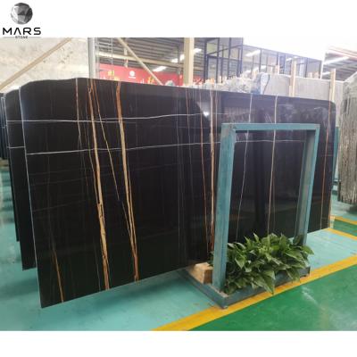 China Modern China Sahara Noir Aziza Black Marble with White Gold Veins Polished Dorato Marble Slabs for sale