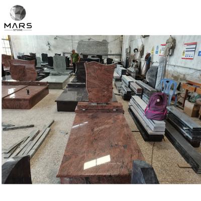 China EUROPEAN Natural Stone Red Headstone Sets Design Multicolor Red Granite Headstone for sale