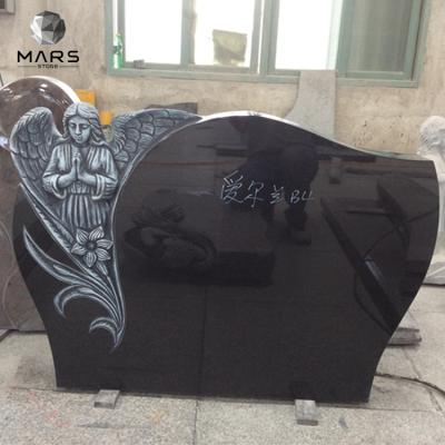 China Modern India Black Headstone with Angel Wing Funeral Monument for sale