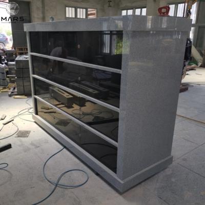 China Traditional Gray Granite Columbarium Cremation Niche with Black Door for sale