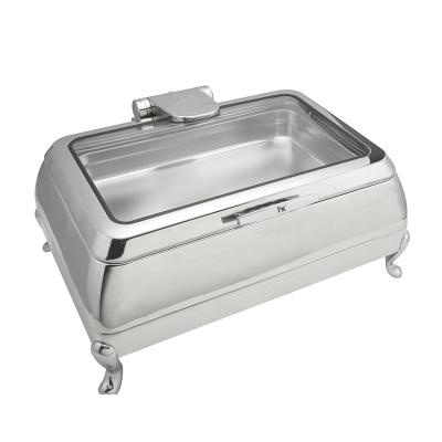 China Restaruant Restaurant High Quality Bargain Hotel Food Warmer Buffet Stove Stainless Electric Chafing Dish Heater with Visible Glass Lid for sale