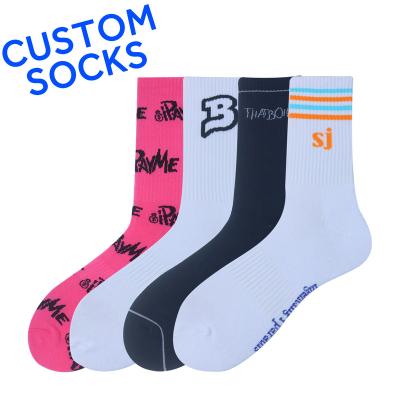 China Socks Manufacturer Custom Men Crew Breathable Cotton Basketball Sports Socks, 3D Printed Jacquard Fashion Mens Socks for sale