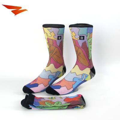 China Custom new style colorful sublimation printing socks antibacterial with high quality for sale