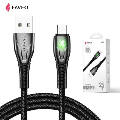 China Durable Mobile Phone LED Nylon Braid 2.4A Usb Cable Type-C Mulit Phone Charging Cable 2m for sale