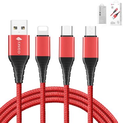 China Mobile Phone Faveo Nylon Fast Charging USB Cable 3A Usb To Light Up Cable For Apple Devices for sale