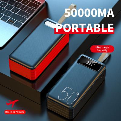 China Fast Charging Support Portable Powerbank 50000mAh Large Capacity With Screen For Android USB Type-C Fast Charging Power Bank for sale