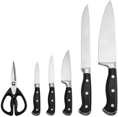 China Viable Stainless Steel Kitchen Knife Set With Sharpener Wood Chef Block Scissors Santoku Boning Steak Serving Paring Knife for sale