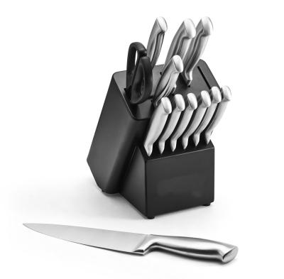 China Viable Wholesale Custom Hollow 12 Piece Stainless Steel Handle Kitchen Knife Set With Block Set for sale