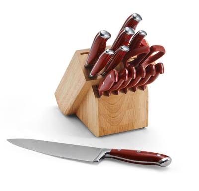 China Viable Hot Selling Wooden ABS Handle Knife Block Knife Block Stainless Steel Chef Kitchen Knife Set for sale