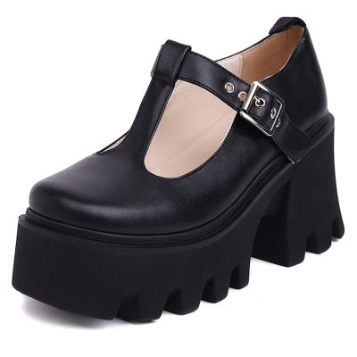 China Vintage Women's Lightweight Chunky Block High Heel Punk Goth Shoes Pumps Chunky Spring Ankle Strap Platform Heels for sale