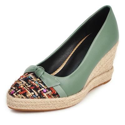 China Lightweight Wedges Pumps Shoes For Women Casual Fashion High Heels Office Wedding Wedge Black Green Shoes For Woman for sale