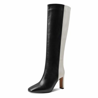 China Madame Riding Winter Boots Long Square Toe Knee Thigh High Boots Round High Heels Women's Boots for sale