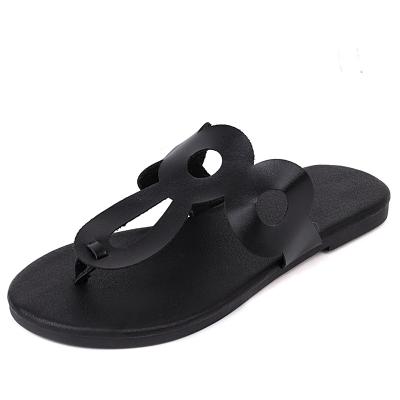 China Fashion Trend Women's Slippers Hollow Out PU Leather Slippers Women's Summer Flat Sandals Plus Size Flat Sandals for sale