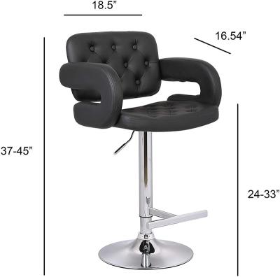 China High Quality Swivel Height Adjustable Leather Chair Barstool Black for sale