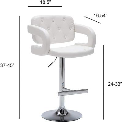 China Wholesale Barstool Leather Chrome Swivel High Swivel Chrome Back Luxury White Bar Stool for sale