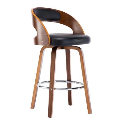 China High Quality Adjustable Height Hotel Swivel / Bar Chairs Leather Upholstery Wood Bar Stool Chair for sale