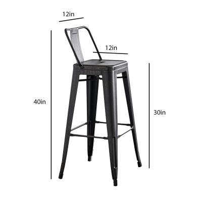 China Sturdy and durable hot metal steel stackable industrial iron high back bar stools for sale