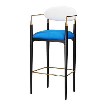 China Nordic Style Stainless Steel Legs Foldable High Upholstery Chairs Cafe Counter Metal Umpire Chair Covered With Fabric Bar Stool for sale