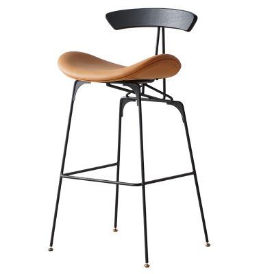 China Vintage Simple Design Foldable Hot Selling American Bar Stool Nordic Design Leather Bar Chairs Highleg Chairs Cafe Counter Bar Stools for sale