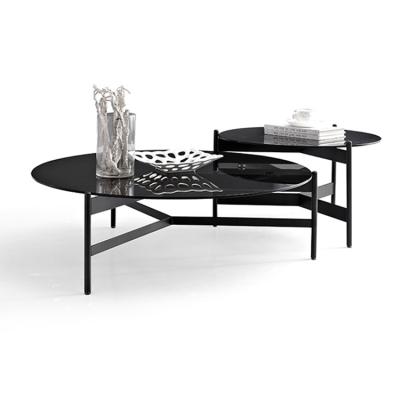 China Italian minimalist the fine quality Italian minimalist around the modern black glass coffee table for sale