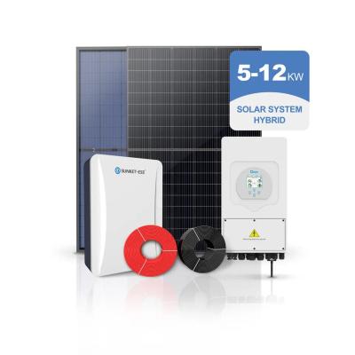 China Wall-mounted 5KW Complete Set Hybrid Solar Energy System for home 3kw 5kw 6kw 8kw 10kw Solar Energy Systems Complete Solar Kits for sale