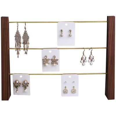 China Customized Simple Large Capacity Walnut Beech Earrings Storage Display Stand Display Shooting Props Home Jewelry Rack for sale