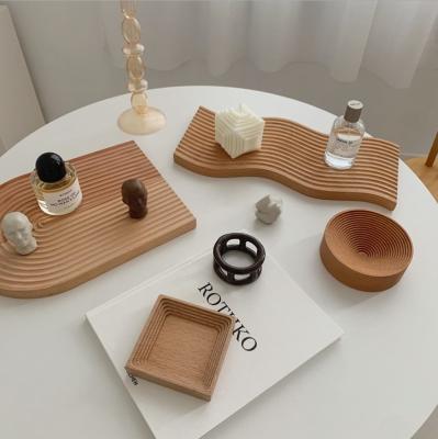 China Disposable Water Ripple Breadboard Household Beech Aromatherapy Storage Tray Dinner Dish Dinner Dish Afternoon Tea Wooden Cutting Board for sale