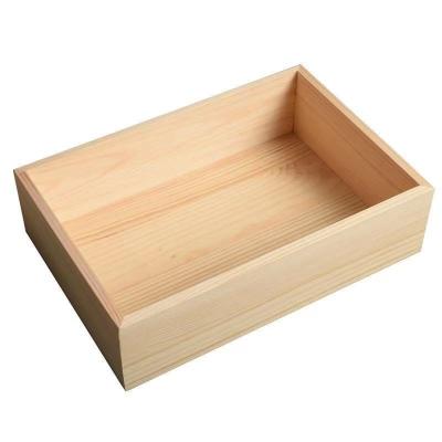 China Pine Handmade Rectangular Storage Wooden Box Without Lids Wooden Jewelry Box for sale