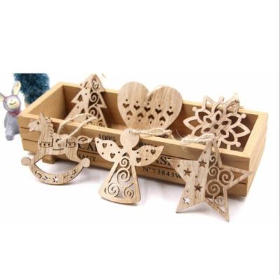 China Nordic Five-pointed Star Angel Love Tree Christmas Tree Wooden Christmas Snowflake Rocking Horse Ornaments for sale