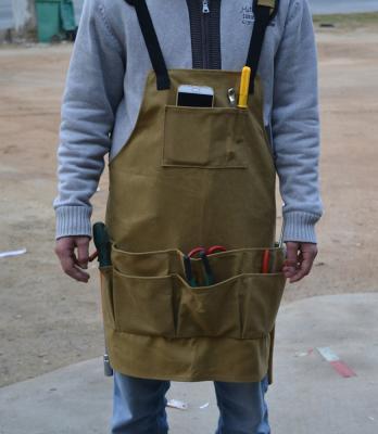 China Fully Protective Tool Apron With Pockets Adjustable Canvas Shop Apron Heavy Duty Waxed Work Apron Fits Men And Women for sale