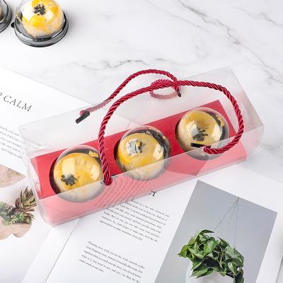 China Recyclable Clear Long Hole 3/4 Lid PEC Fold Out Pastry Cake Cupcake Plastic Folding Box with Divider and Handle for sale