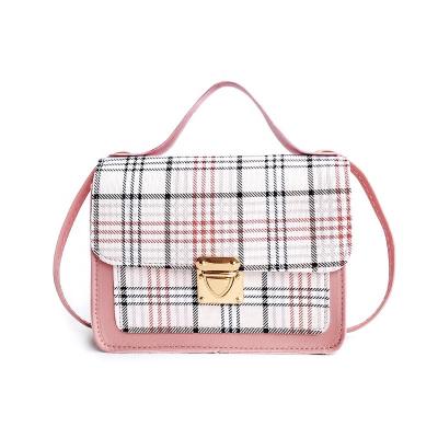 China 2022 New Fashion Plaid Girls Handbag Lady Shape Shoulder Cute Soft Cute Messenger Bag Box Purse Handbags for sale