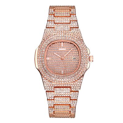 China Day/Date Sky Star Rhinestone Quartz Watch Calendar Lady Watch Steel Band With Full Diamond Inlaid Watch for sale