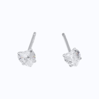 China Romantic High Quality 925 Sterling Silver Heart Cubic Zirconia Ear Stud Earring Diamond Heart Stud Earrings For Women for sale