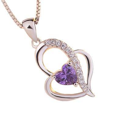 China New Fashion Love Flower Pendant Romantic 925 Sterling Silver Micro Diamond Heart Pendant for sale