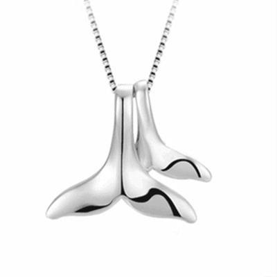 China Romantic Pure S925 Silver Polished All-match Soft Fishtail Dangle Lady's Dolphin Necklace Sterling Silver Wholesale for sale