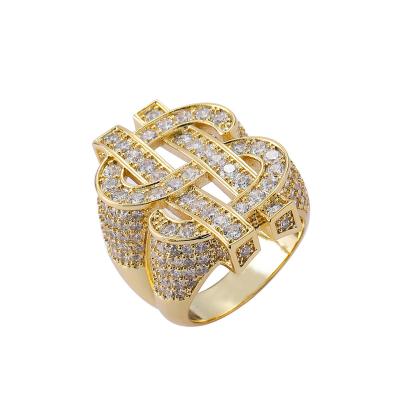 China TRENDY Hip Hop Ring For Men Stylish Star Zircon Ring Rap Fashion Accessories The Dollar Sign Ring for sale