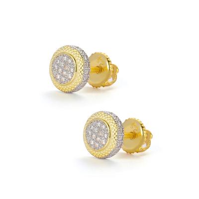 China TRENDY hip hop fashion stud earrings stylish and simple round zircon hip hop stud earrings club rap hipster stud earrings rock for sale