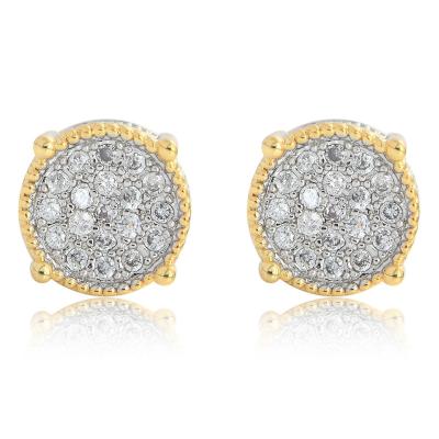 China TRENDY hip-hop fashion stud earrings stylish and simple round zircon hip hop stud earrings for sale