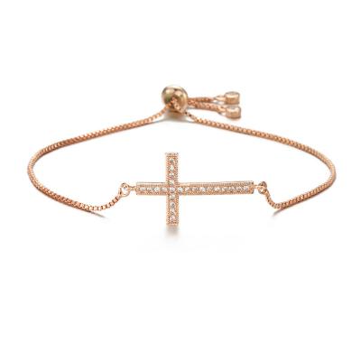 China Fashionable decoration A.C.A. new classic cross adjustable zircon bracelet religious women's bracelet jewelry for sale